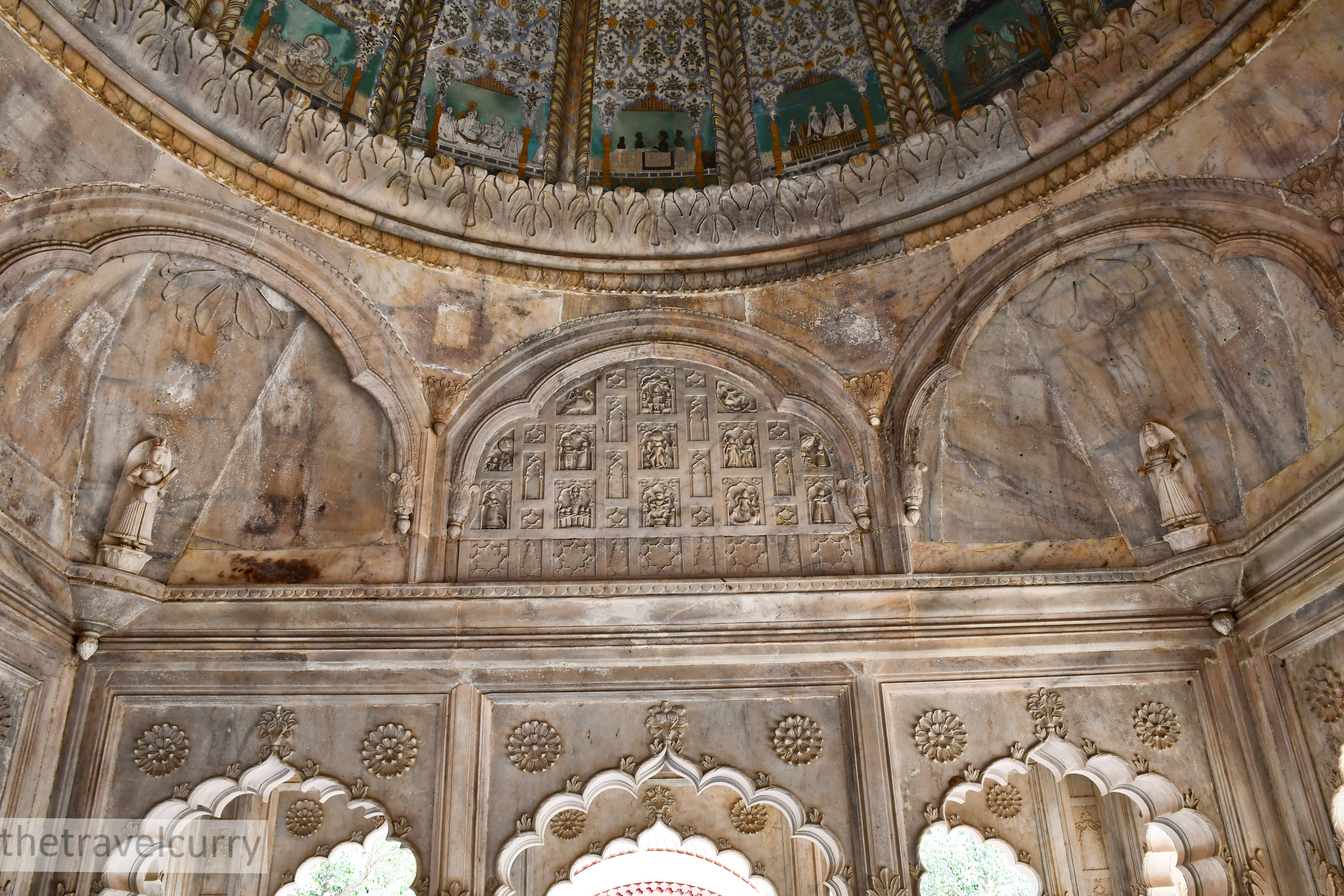 Intricate carvings on Moosi Maharani cenotaph in Alwar