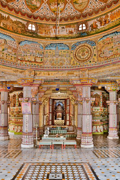The vibrant interiors of Bhandsar Jain Temple