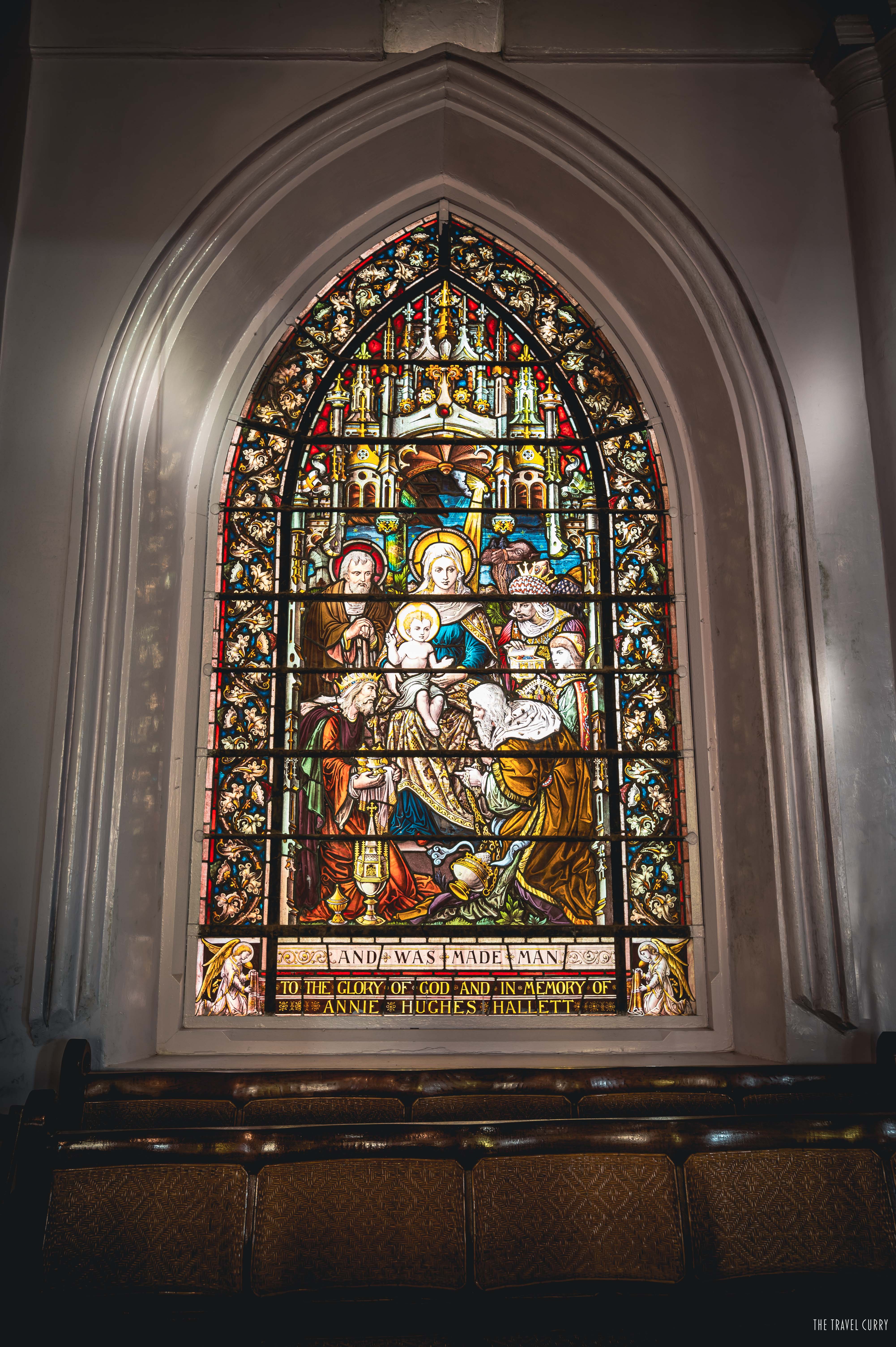 Stained glass window inside St. Stephen's church