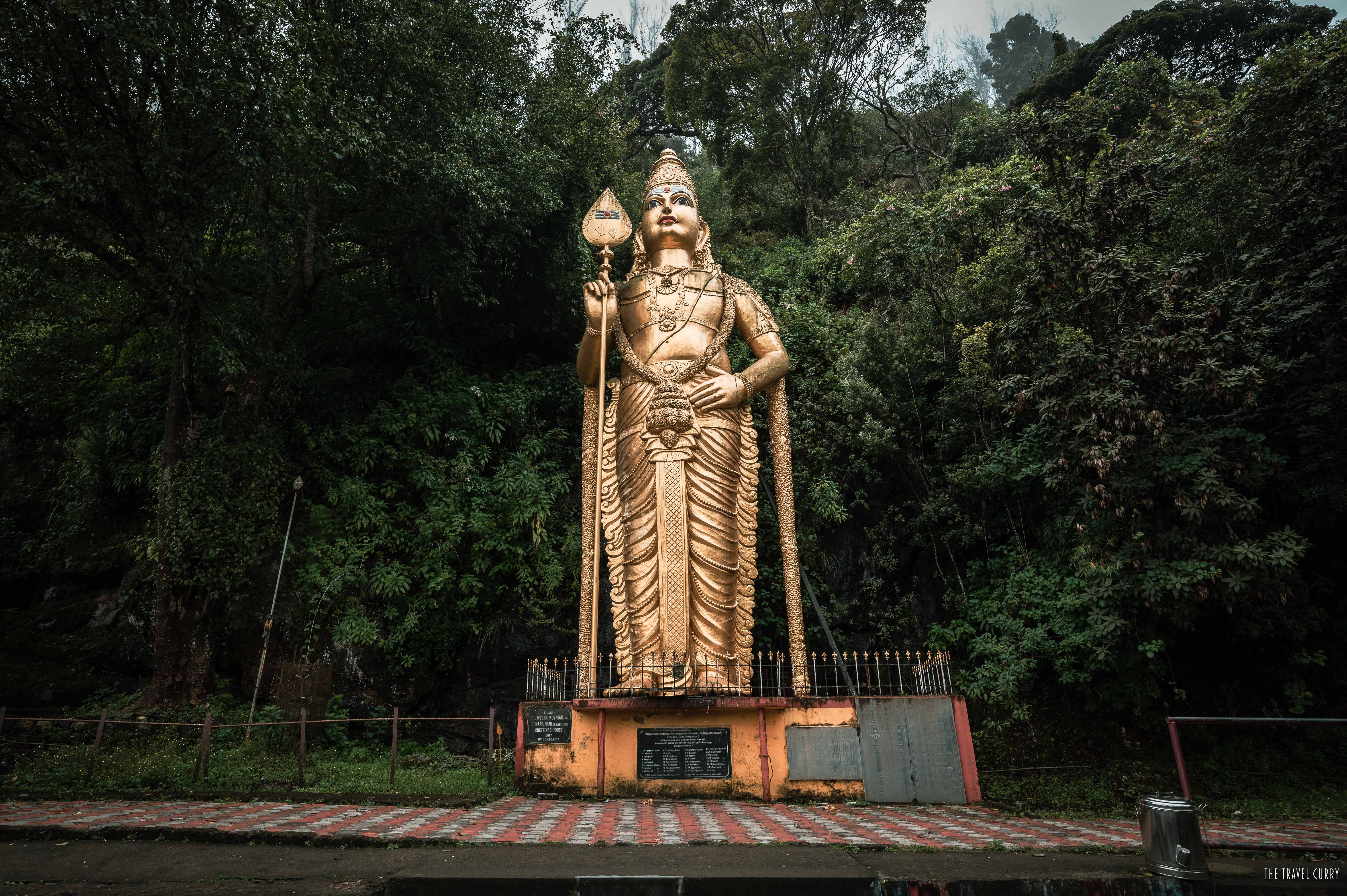 The golden statue of Lord Murugan in Ooty