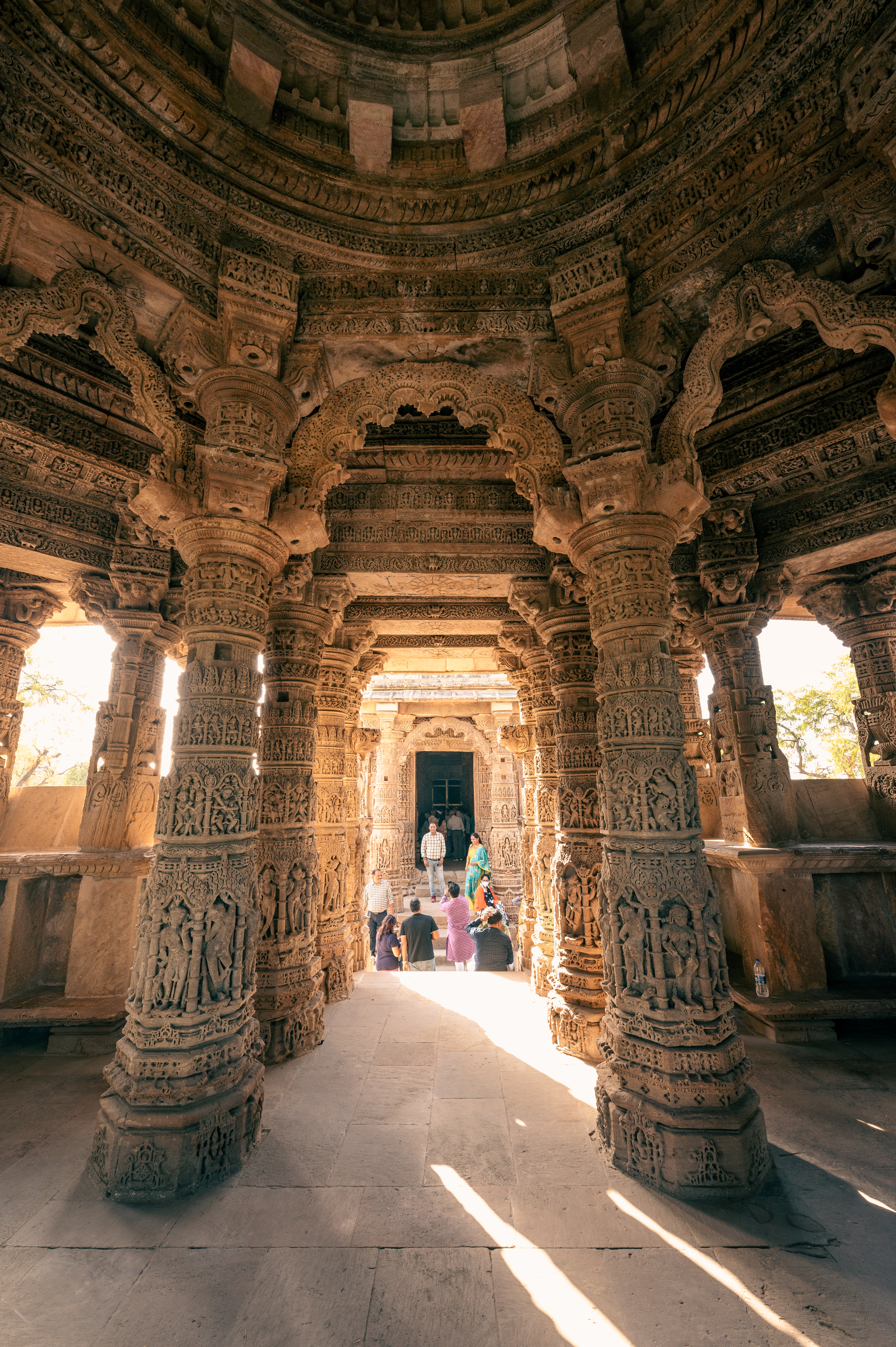 Modhera Temple's richly carved Sabha Mandapa 