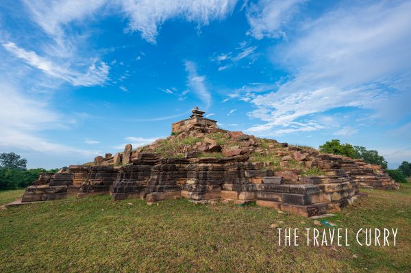 Evening view of temple ruins in Khajuraho