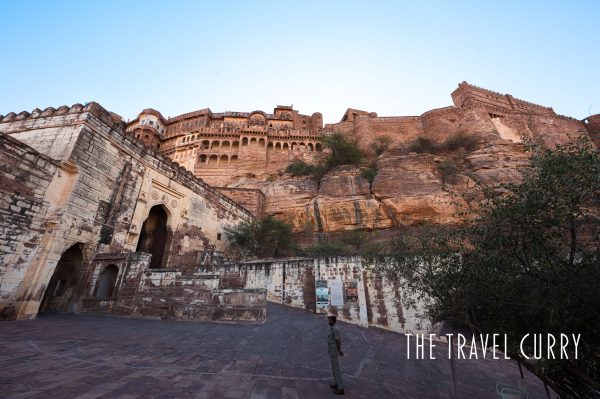 Wide angle view of a majestic historic fort in Jodhpur city